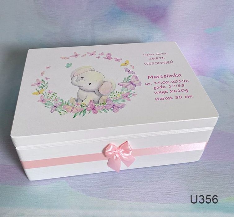 Duży kuferek pudełko wspomnień na roczek urodziny dziecka różne wzory