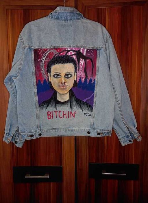 kurtka jeansowa custom stranger things malowana