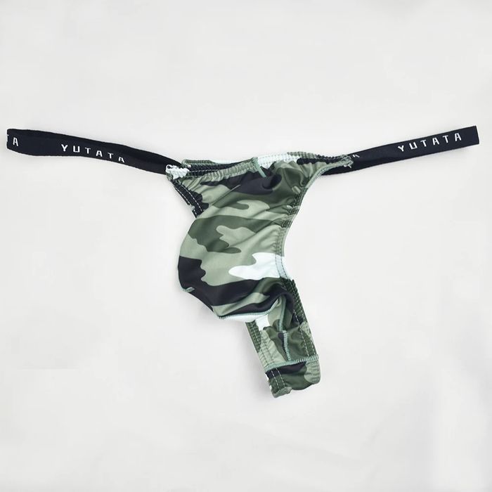 Męskie Sexowne Mini Stringi w MORO Uwypuklające Push UP - L