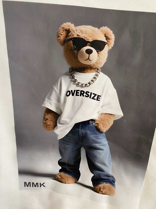 MMK Mi Mi nowa ciepła biała bluza z kultowym misiem teddy ber Viral