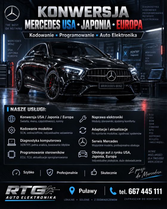 Mercedes Konwersja USA Japonia Europa | Kodowanie | Elektronika | Puławy