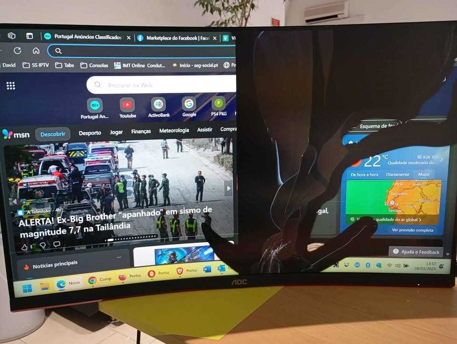 Aoc 32 pol curvo partido troco por ps1 ps2 ps3 ou sega