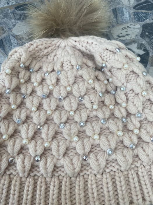 Шапка натуральний помпон