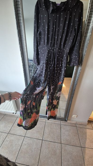 Kombinezon jedwab kwiaty M