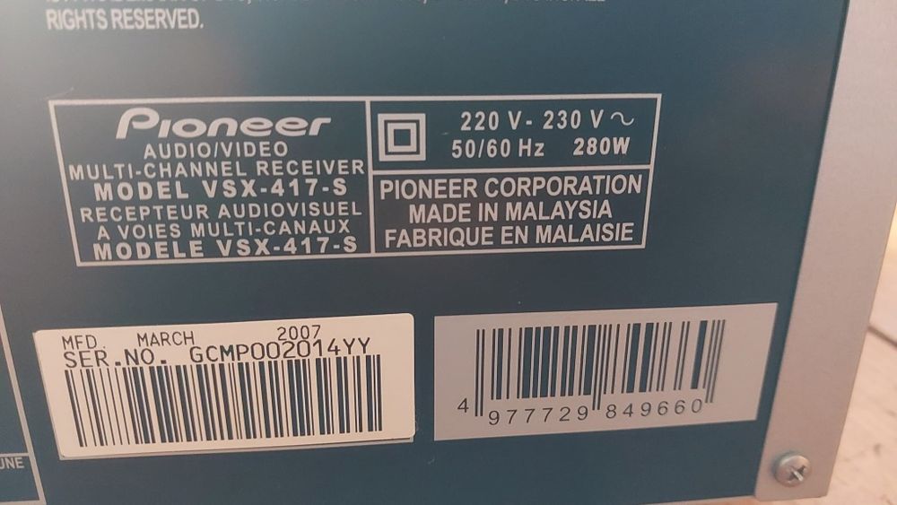 Amplituner Pioneer VSX-417-S plus kolumny Jamo 5:1 Sprawny