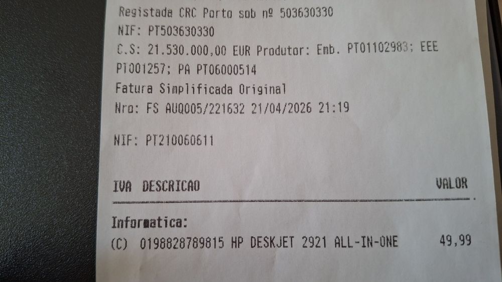 HP deskjet 2921 Impressora+scanner