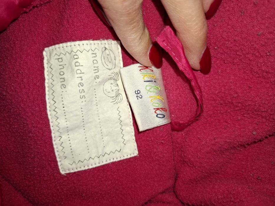 Ocieplana kurteczka dla dziewczynki, kolor malinowy, r. 92 Kiki&Koko