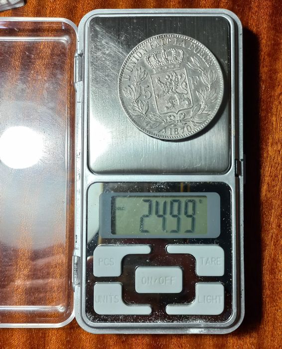 5 франків 1870   Бельгія  срібло