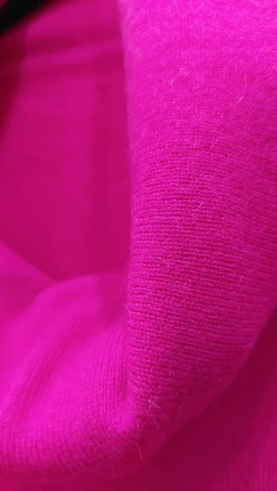 Sweter golf 100% kaszmir fuksja soft gruby splot thick weave