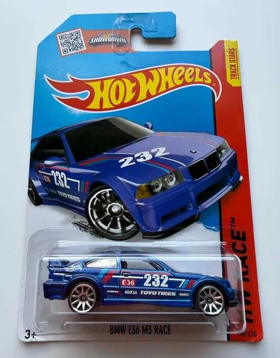 Hot Wheels BMW E36 M3 Race długa karta nowa niebieska + protektor