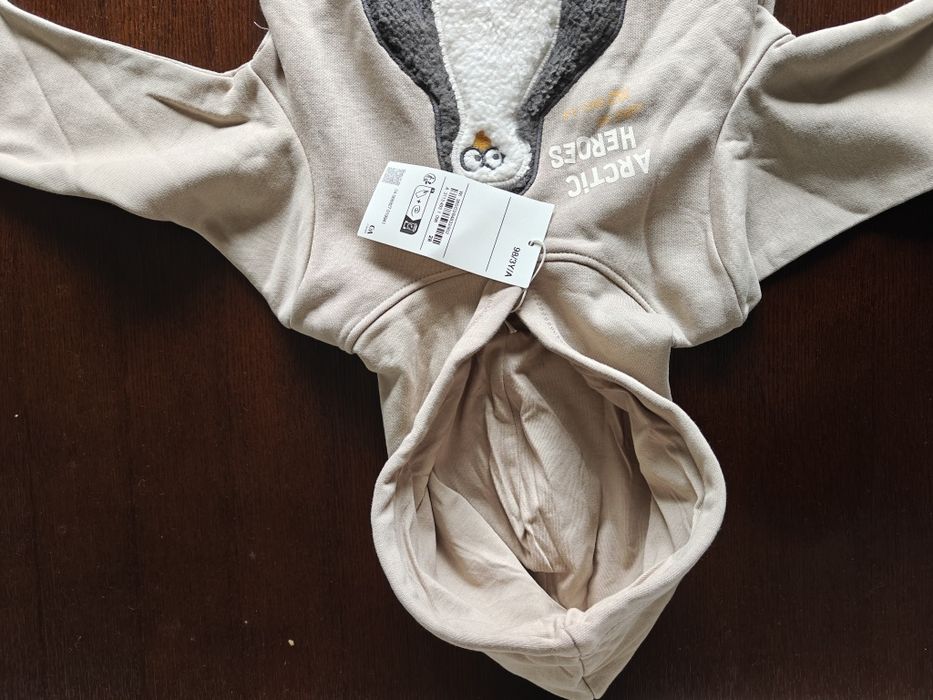 Sweater Hoodie beige Pinguim criança 3 anos 98 cm, nova, por estrear
