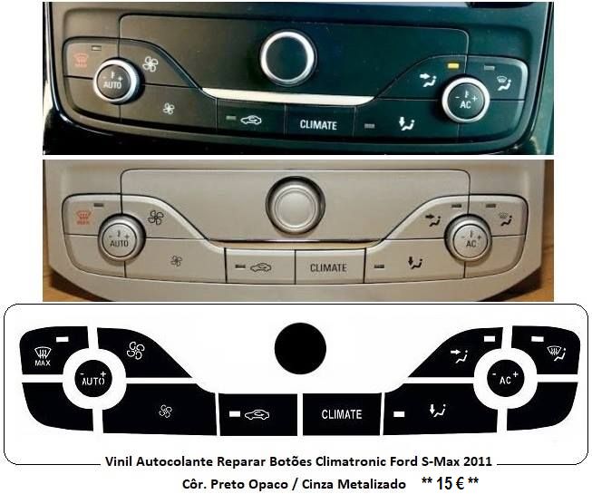 Kit Vinil Autocolante Botões Auto-Rádio Ford S-Max / Mondeo / KA