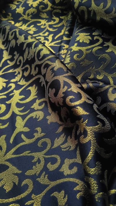 zasłony z metra CZARNY /stare ZŁOTO , szer 150 cm DWUSTRONNA