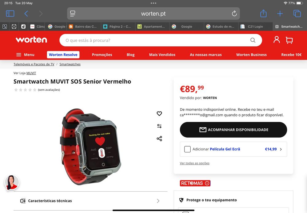 Smartwatch Muvit para idosos - novo na caixa