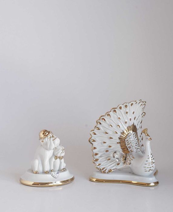 Conjunto quatro peças Capodimonte com cristais Swarovski