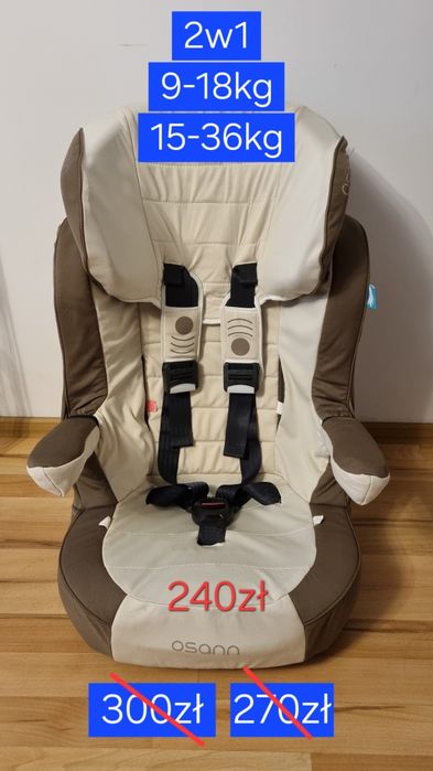 2w1 fotelik samochodowy OSANN 9-18 + 15-36 kg jak Romer BRITAX