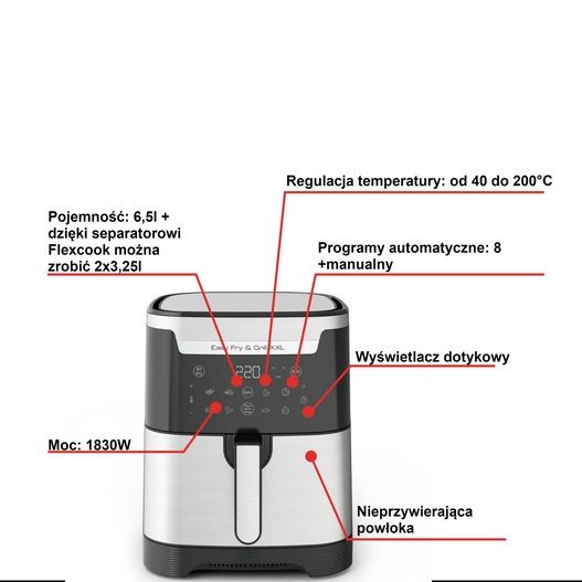 Air fryer Frytkownica beztłuszczowa, Tefal Easy Fry&Grill XXL EY801DF1