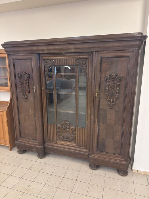 Piękna dębowa biblioteka międzywojnie lite drewno dowóz wysyłka