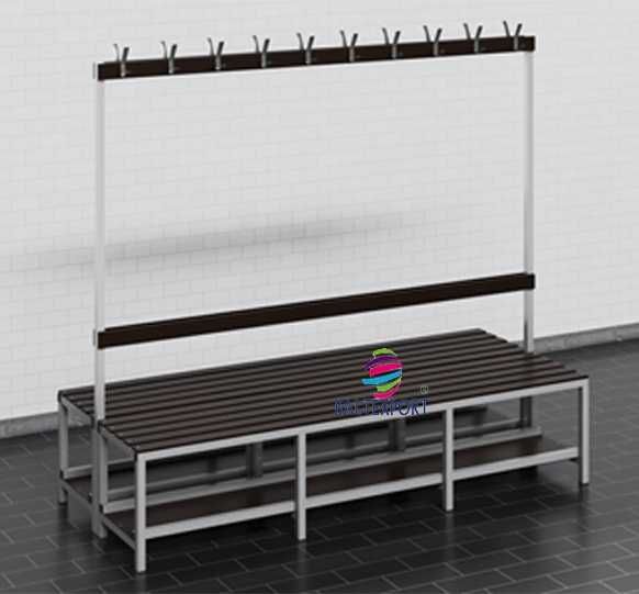 Banco Balneário Simples Duplo em ALUMÍNIO e Sapateira e Cabides NOVO