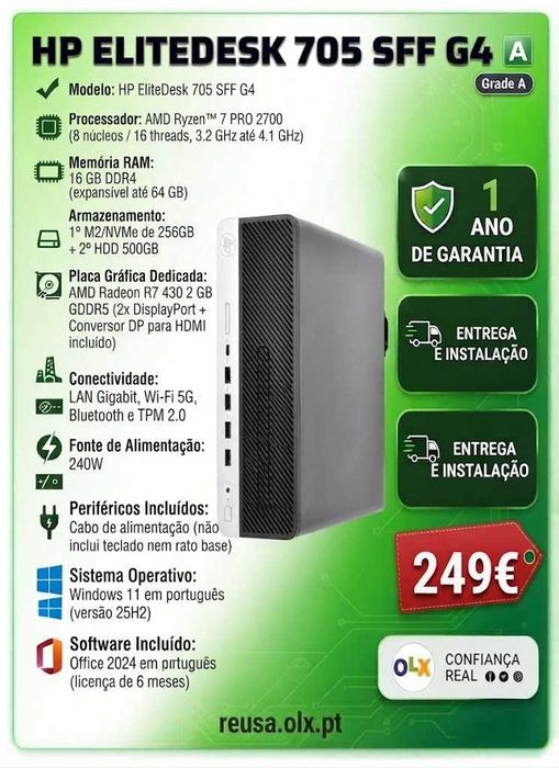 "Vendido!  Pc HP Low Gaming 8ªG| Ryzen.7.Pro | 16G | R7-430-2G | NVMe256 + HDD500 | WiFi | W11