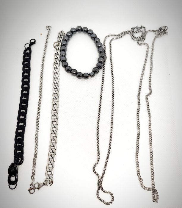 Conjunto de 6 Acessórios Masculinos/Unissexo: Colares e Pulseiras