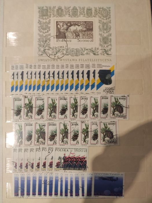 Znaczki pocztowe polskie kasowane 1990-93 r.