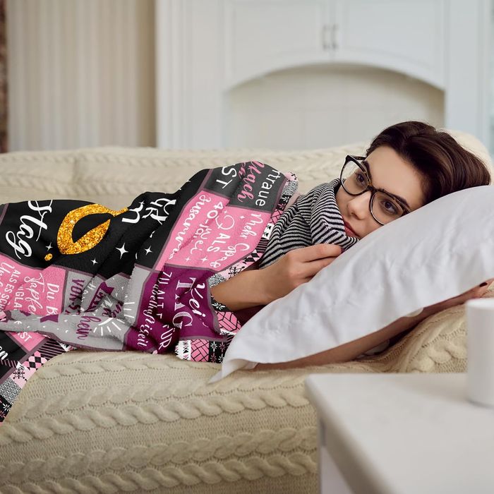 80th Birthday Blanket - Soft Flannel Throw - 130x150cm Pink