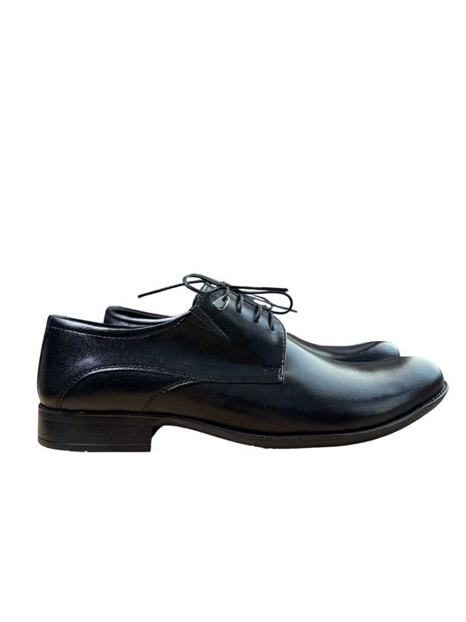 Buty męskie eleganckie czarne Derby skórzane AMADEO – klasyczne półbuty wizytowe rozmiar 41 KZG20 CZARNY