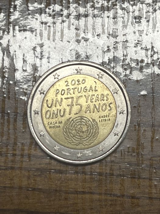 Moeda 2 euro - comemoração do 75 anos de aniversário da ONU. (Portugal)
