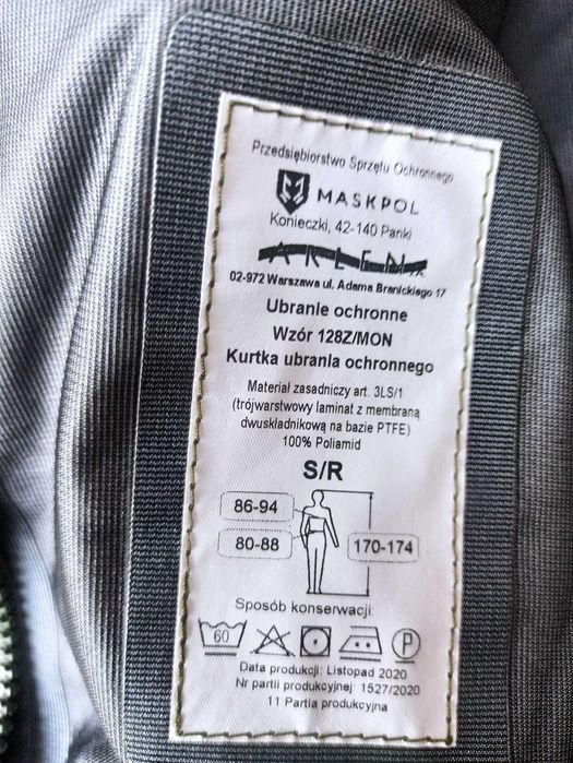 Ubrania ochronne Goratex wojskowy S/R