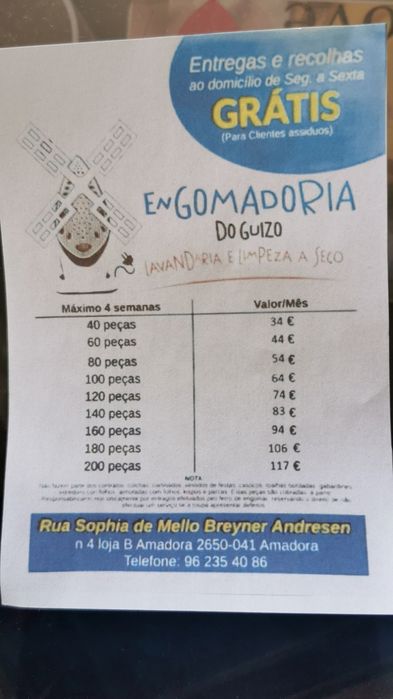 Serviço de engomadoria