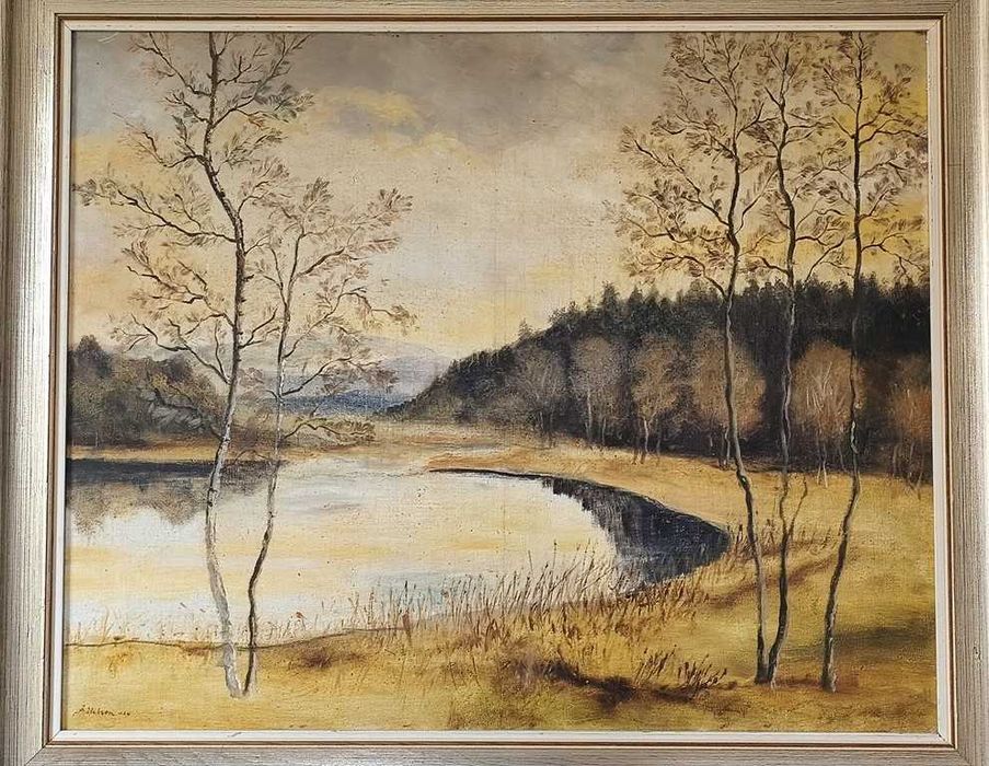 Duży obraz pejzaż jesień , olej płótno , 1964r.