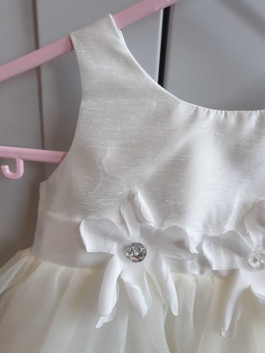 Tiulowa sukienka Mothercare biała chrzest do chrztu 56 62