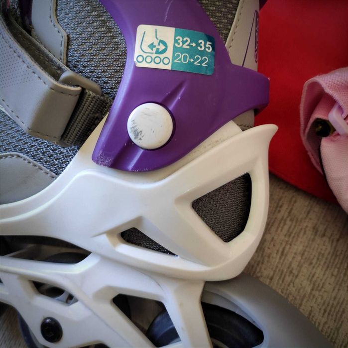 Patins em linha OXELO (ajustáveis 32-35 )+Equip. Proteção+Cones+Saco