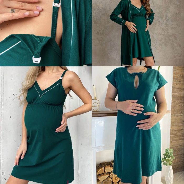 Комплект кант для вагітних халат і сорочка  в пологовий, трійка