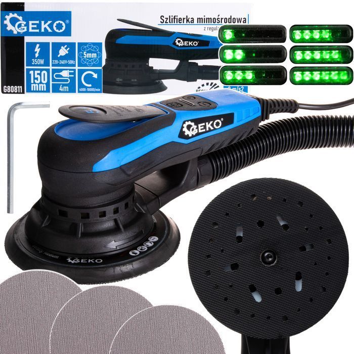 Geko Szlifierka Mimośrodowa Bezszczotkowa 150Mm 350W Regulacja G80811
