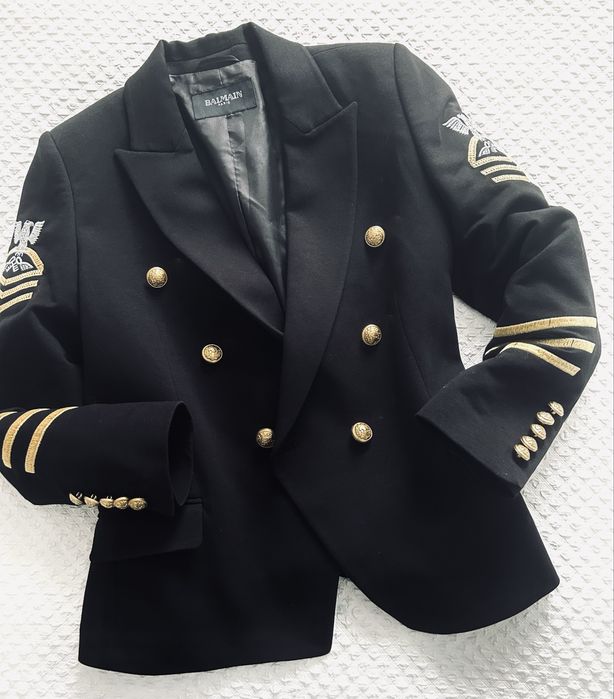 Zakiet marynarka Balmain czarna guziki military