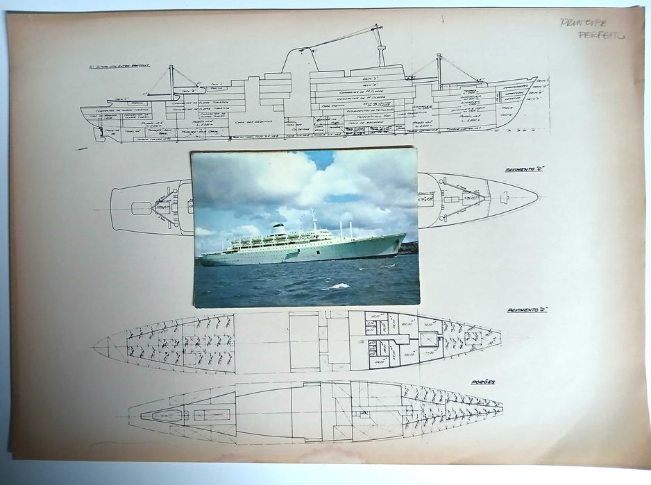 Planos e postais de navios da Companhia Nacional de Navegação