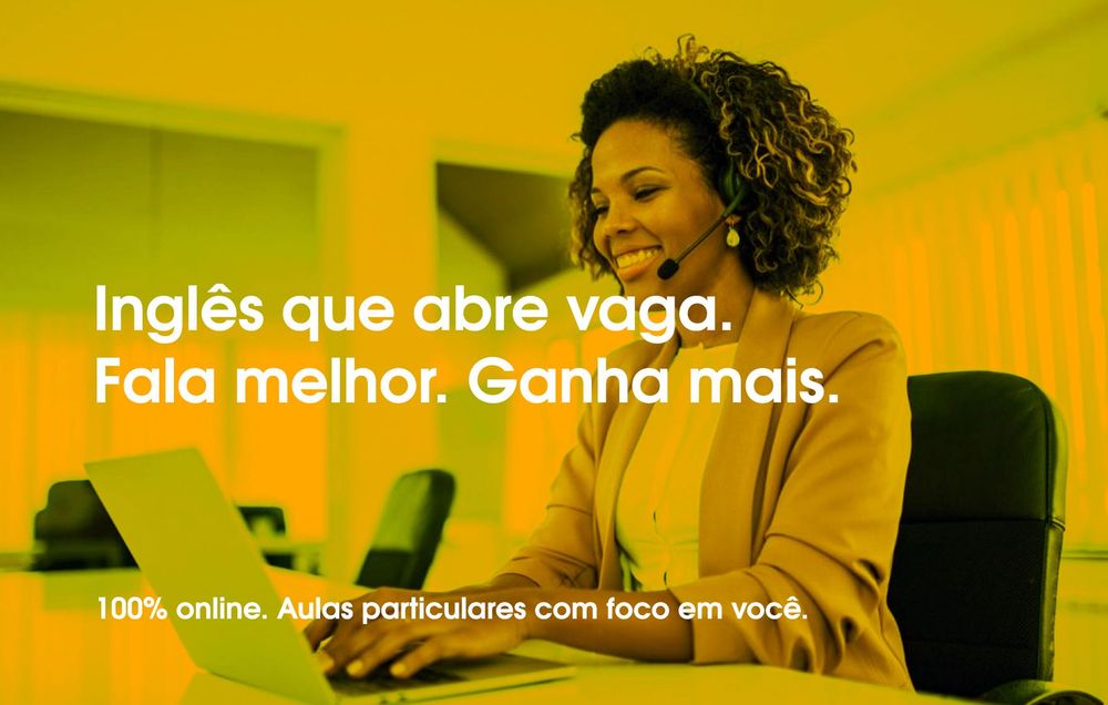 Aulas particulares de inglês. 100% online.