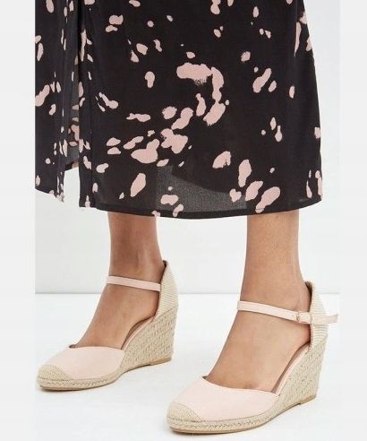 Dorothy perkins espadryle różowe na koturnie damskie 39 fpe