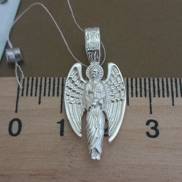 Срібний кулон архангел і ланцюжок бісмарк підвіска ангел ланцюг підвіс