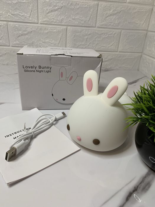 Силіконовий нічник зайчик, кролик, акумуляторний світильник