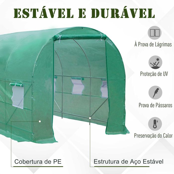 Estufa para Horta e Jardim em Aço e Plástico – 350x200x200 cm