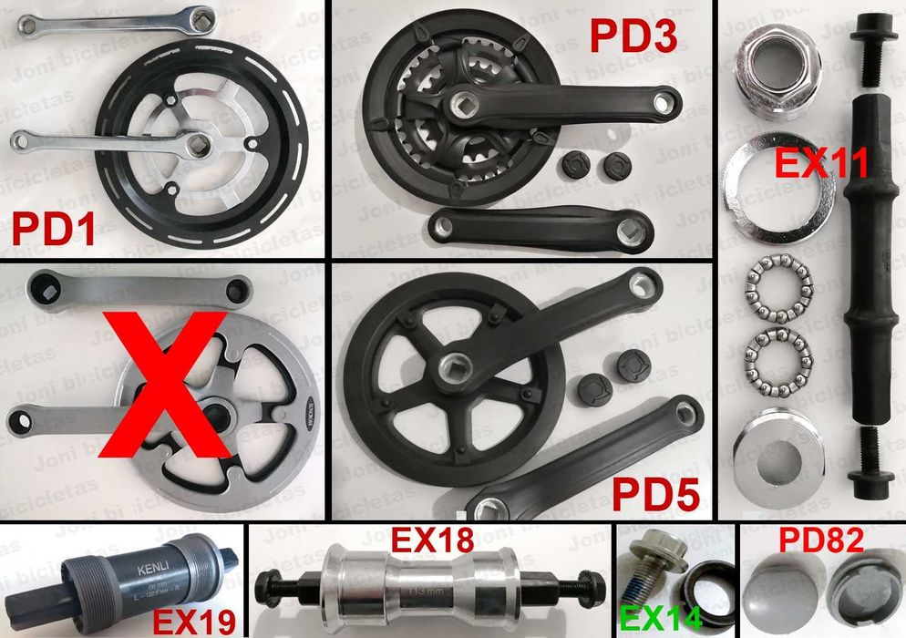 Pedaleiras e eixos de quadra