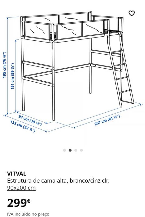 Cama alta ikea vitval e colchão