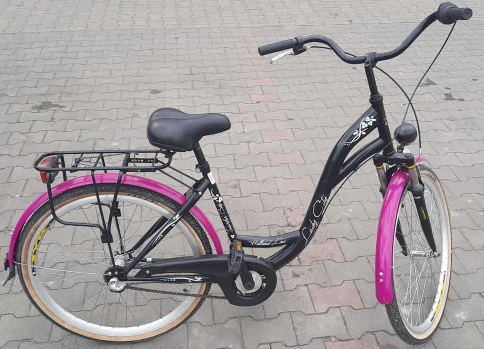 Rower miejski 26" czarno różowy