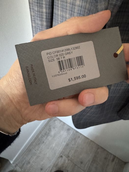 Canali marynarka 100% wool szaro-brązowa krata 56R idealna na zimę