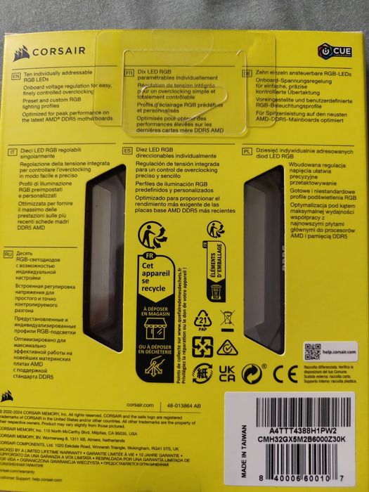 32GB (2x16GB) Corsair Vengeance 6000MHz CL30