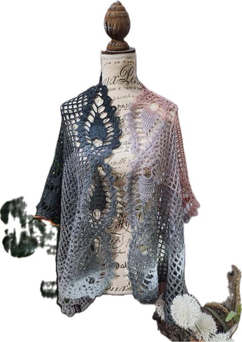 Chusta strzałka recznie robiona na drutach