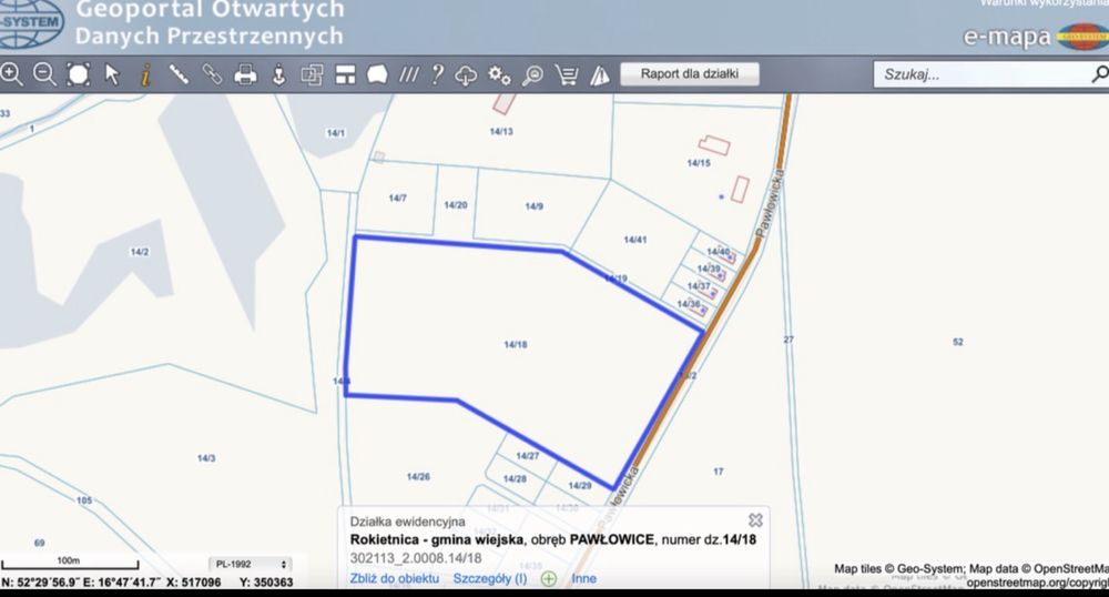 Duża działka – Pawłowice, gm. Rokietnica